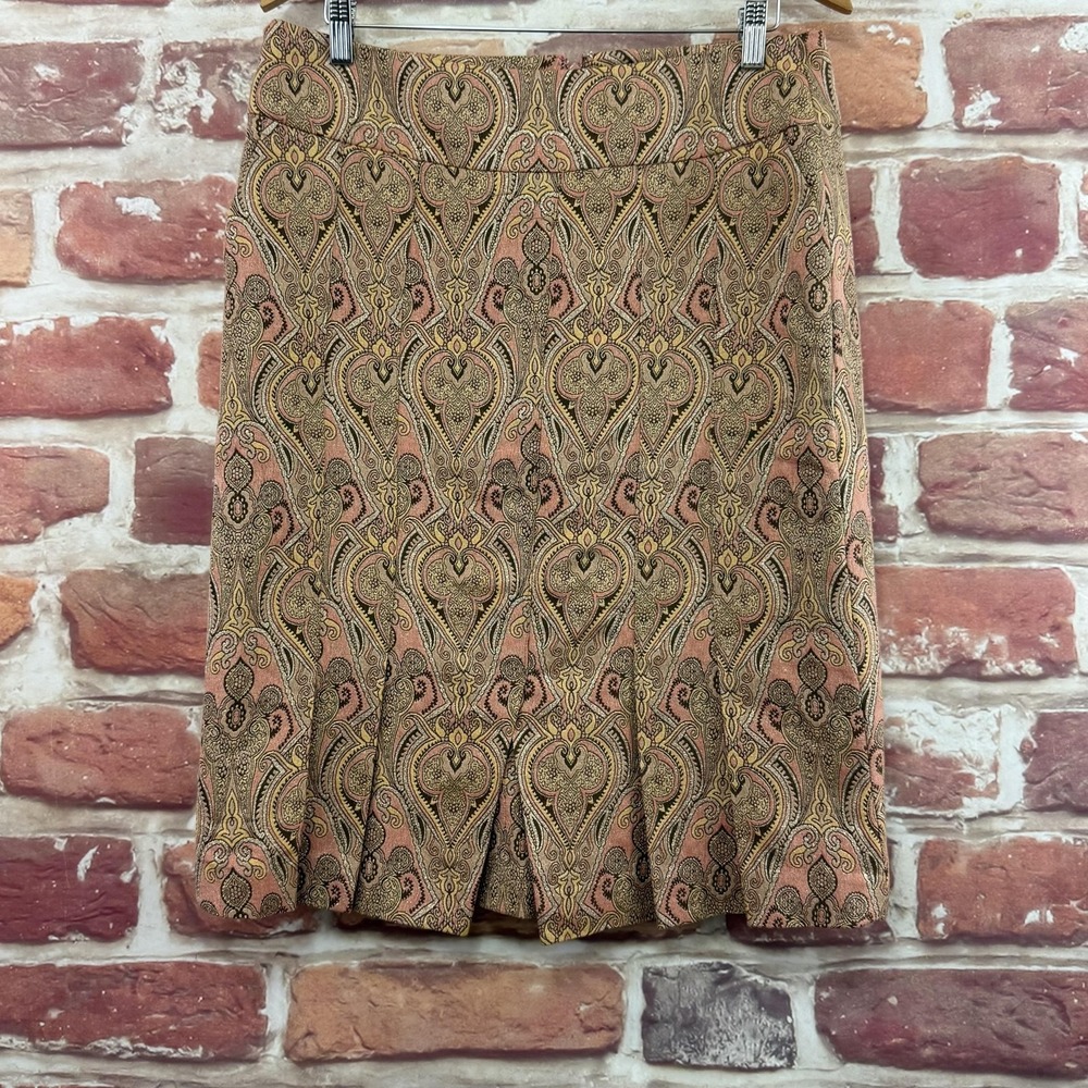 Talbots Skirt Women's 16 Multicolor Boho Floral Jacquard Career Work Office